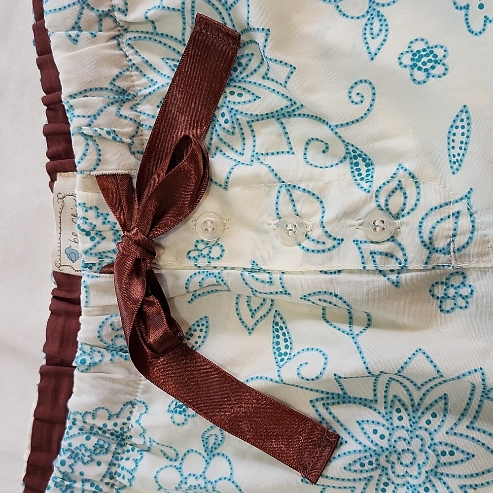 NWT Blu Chic Lounge Short Pant. Turquoise Floral Print. Size L - Picture 2 of 6